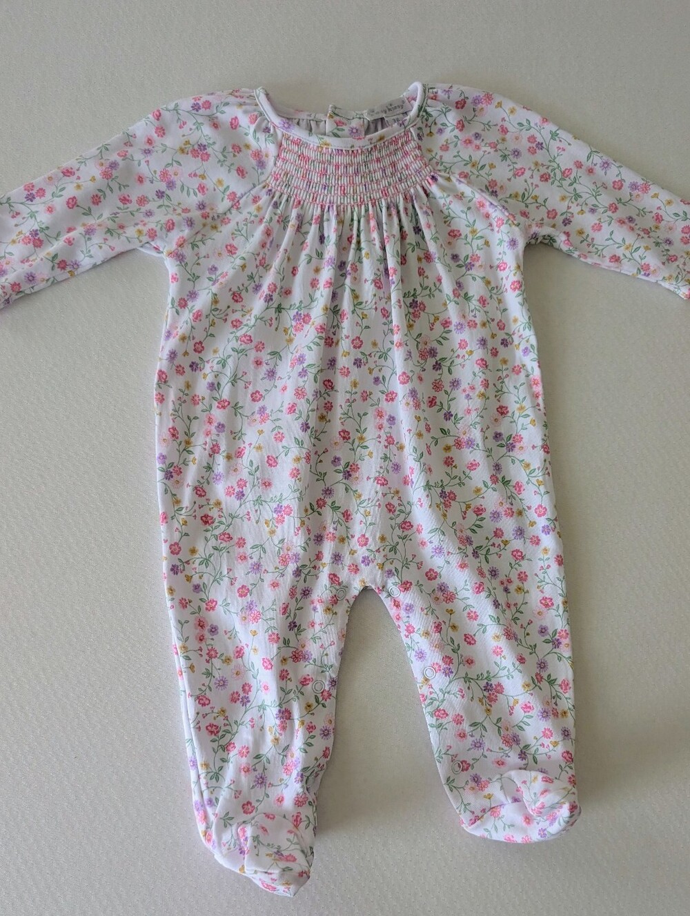 NWT Kissy Kissy Pink Floral Rose Renaissance Smocked Footie Long Sleeve 3-6M